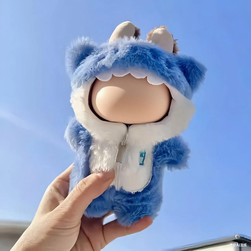 VVQUI 17cm (6.7inch) Doll Clothes, Outfits for Clothes Set, Faking Animal Style Outfit Jumpsuit Blue Shark & Pink Shark Costume for Dolls, (Doll Not Included) - Image 2